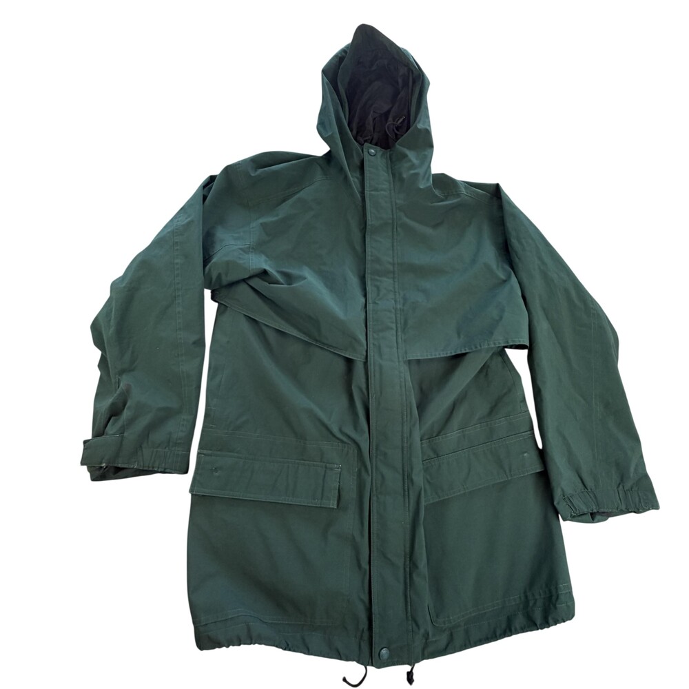 Eddie Bauer Parka Coat Mens Small Green Gore-Tex Hooded Waterproof Outdoor